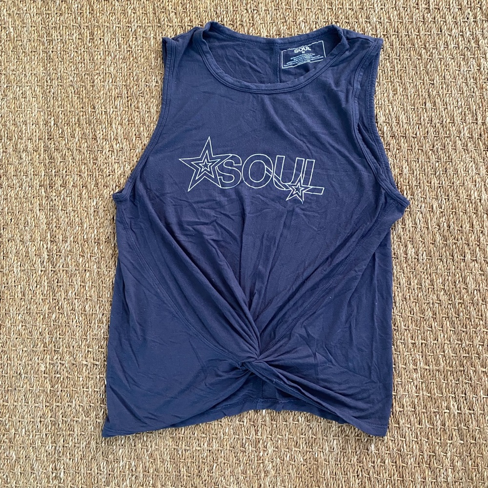 soul cycle twist front top size medium blue